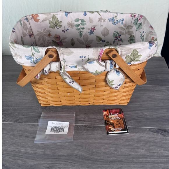 Longaberger Large Rectangle Swing Handled Basket Signed 2000 Botanical Fields - Picture 7 of 10